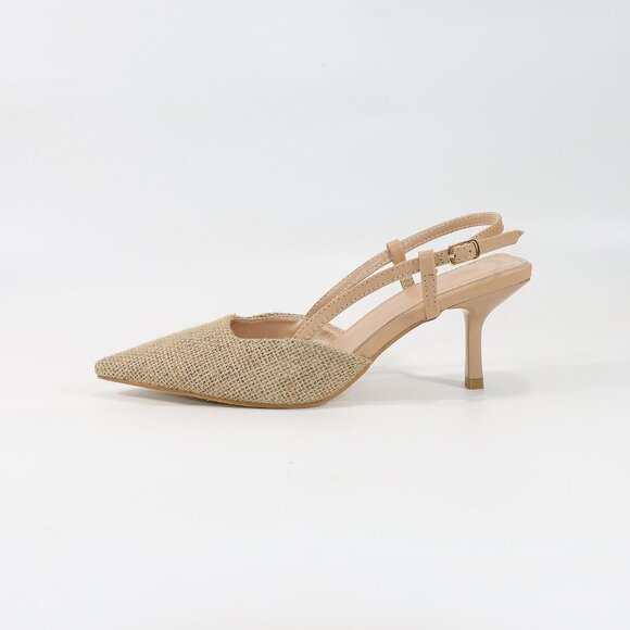 Apricot Casual Women's Ankle Strap High Heel French Sequins Bridal Sandals - Picture 6 of 7